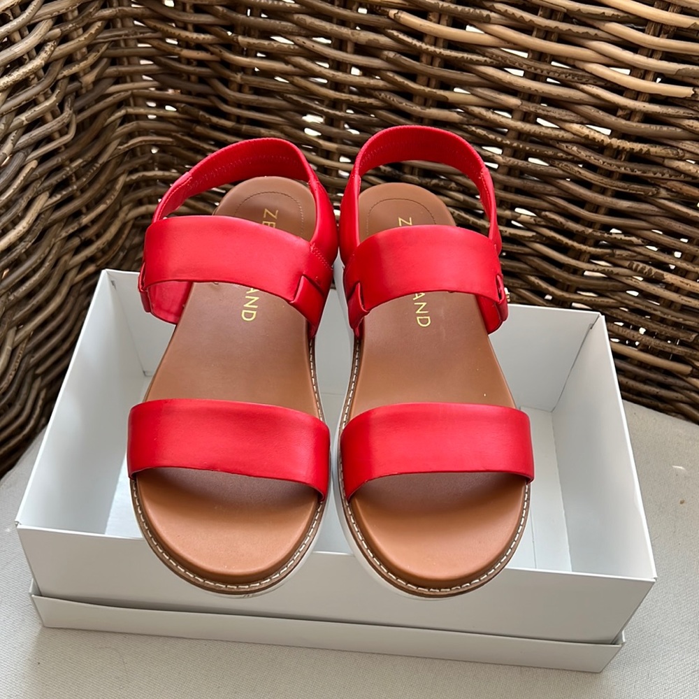 Cole Haan Grand Red And Brown Leather Sandals “Top Of… Gem